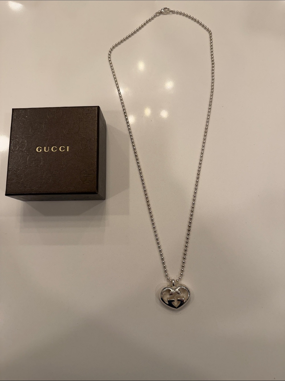 Gucci Silver Heart Pendant Necklace